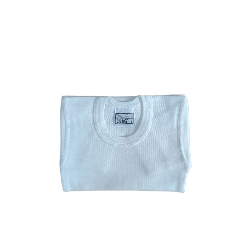 Maglia intima bambino Madiva mista lana bianco Girocollo MM