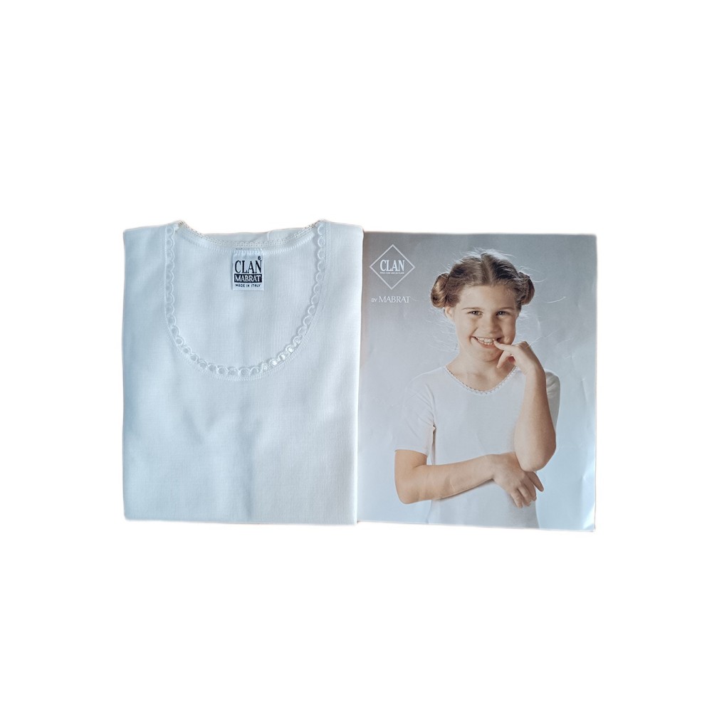 Maglia intima bambina Mabrat lana cotone bianco Girocollo MM