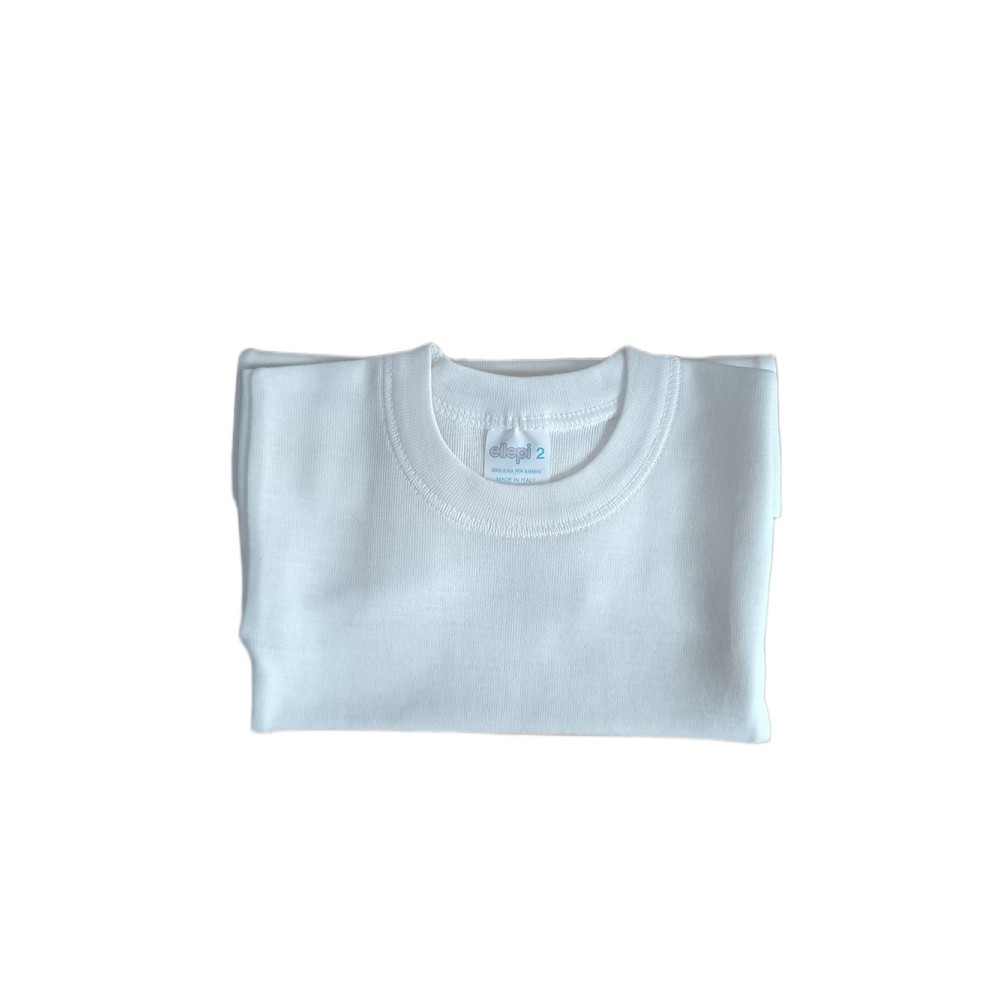 Maglia intima bambino Ellepi lana cotone bianco Girocollo macchiata MM