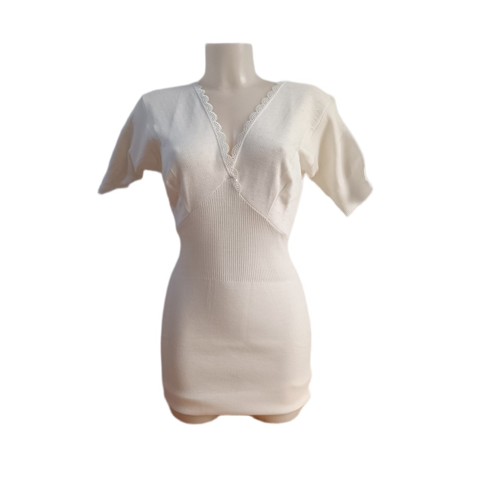 Maglia intima Donna Lana 80 Mezze maniche Mabrat Classica con forme Modello pesante