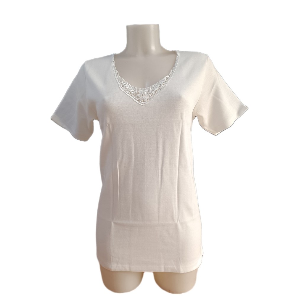 Maglia intima Donna Lana cotone Mezze maniche Liabel cardif Ricamata