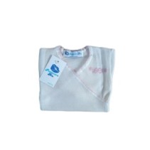 Giubbettino intimo neonati Papavero Blu lana cotone maniche lunghe collo a V