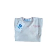 Giubbettino intimo neonati Papavero Blu lana cotone maniche lunghe collo a V