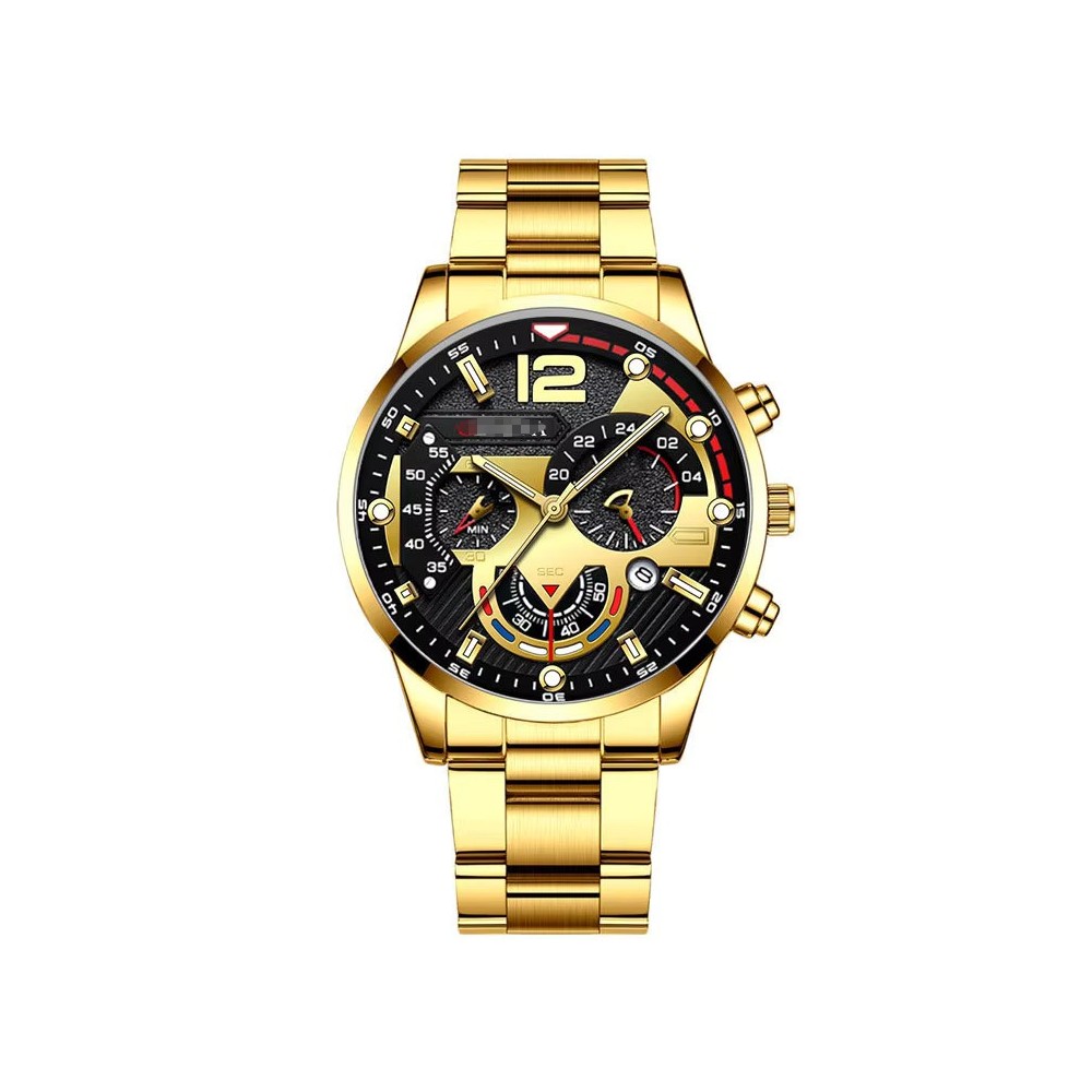 Fulaida Orologio Uomo Al quarzo Analogico Accettura Oro