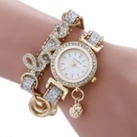 Fan pie da Orologio Donna Al quarzo Analogico Tessuto dorato Adelasia Oro