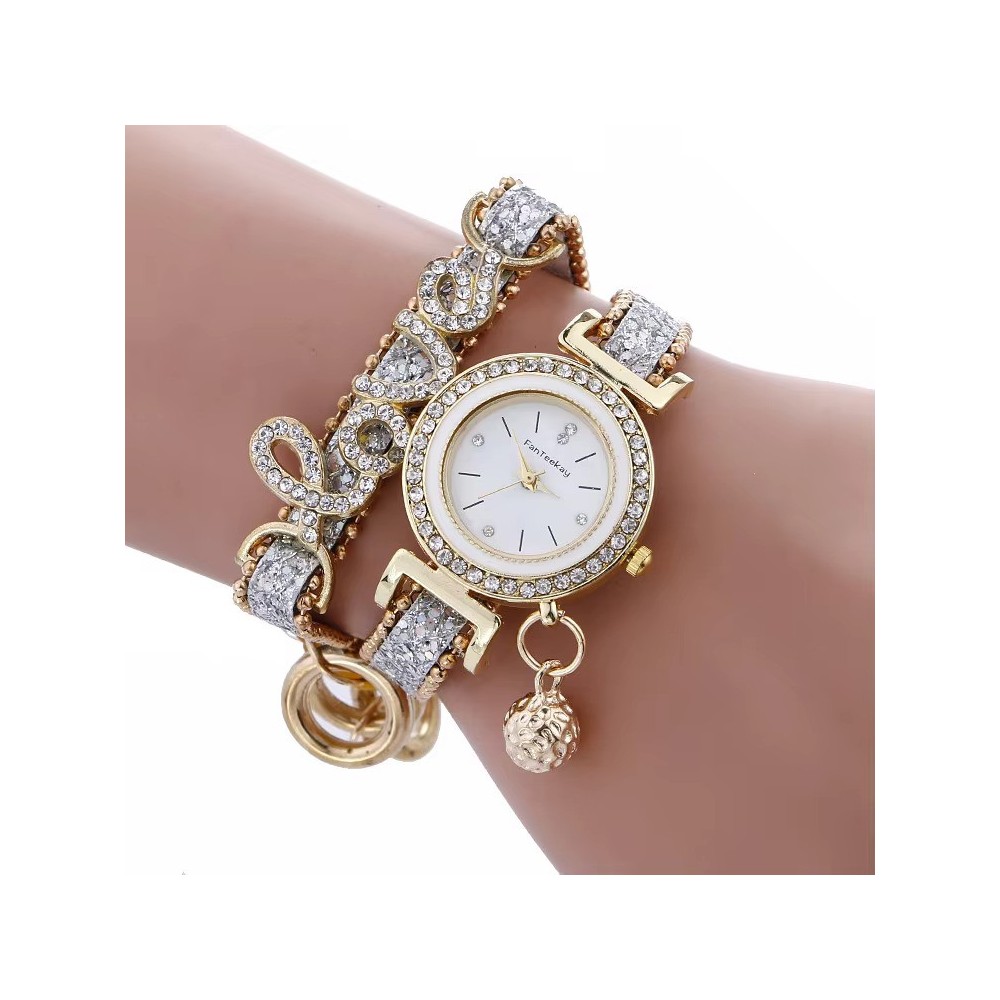 Fan pie da Orologio Donna Al quarzo Analogico Tessuto dorato Adelasia Oro